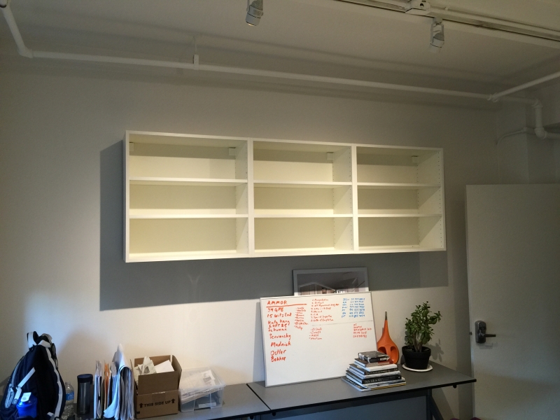 Hang office shelves and cupboards